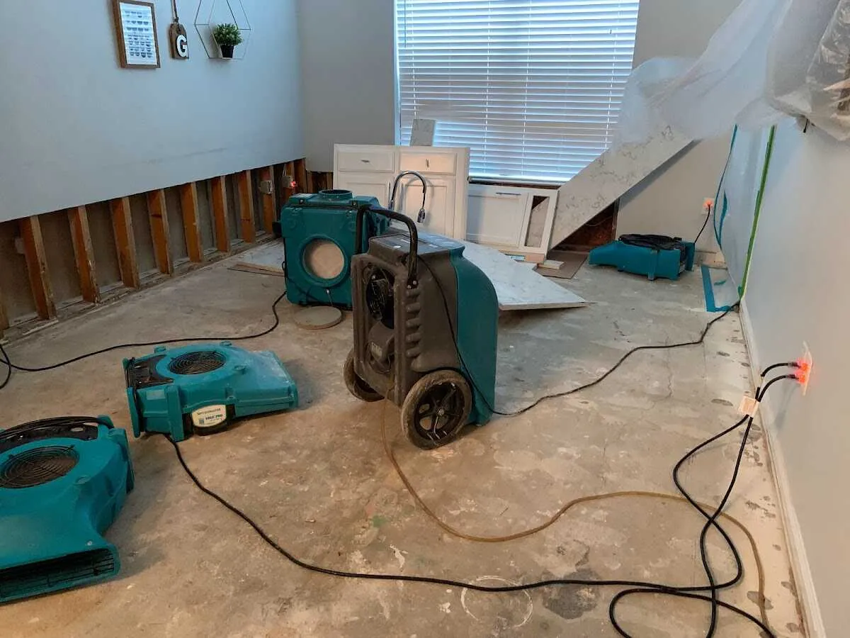 Dehumidifier in flood-cut room for Water Damage Restoration in Glenvar Heights
